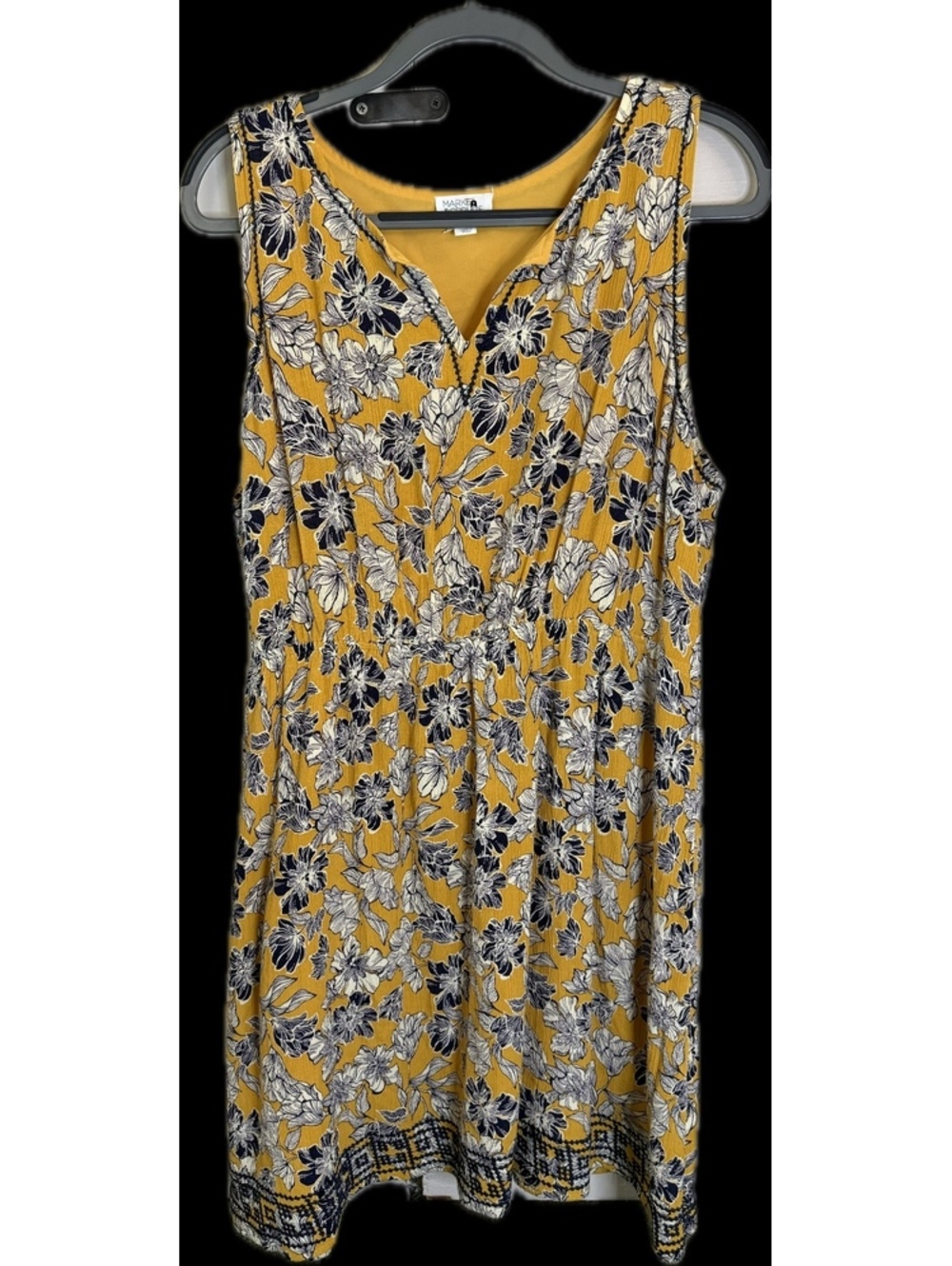 Market & Spruce Mustard Floral Boho Tunic Dress, 2X